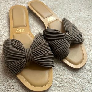 ZARA Knotted Fabric Brown Sandals